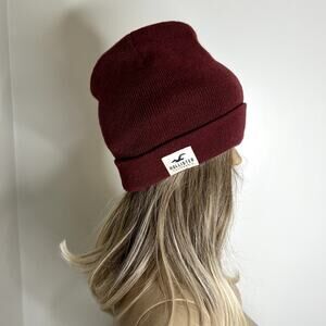 Hollister Maroon Logo Beanie Hat